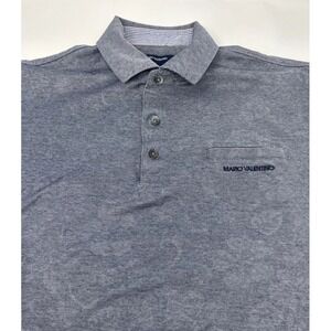 Mario Valentino Embroidered Chest Pocket Short Sleeve Polo Blue Floral Size‎ L